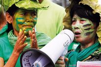 Inabitants of Prey Lang at a protest in Phnom Penh