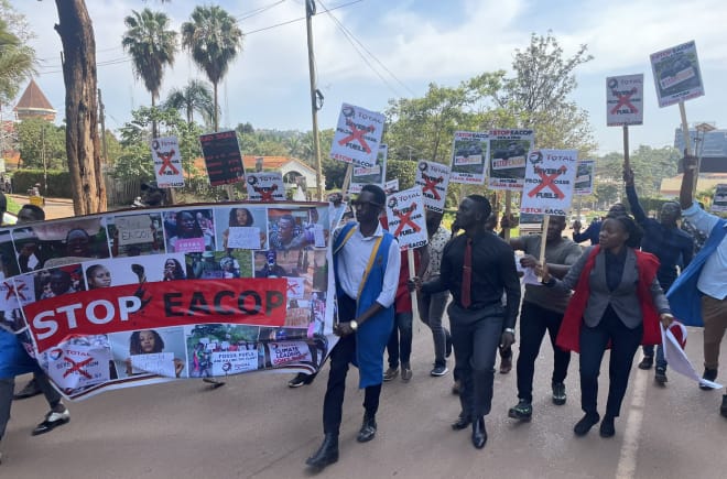 Ugandan students protesting against EACOP pipeline