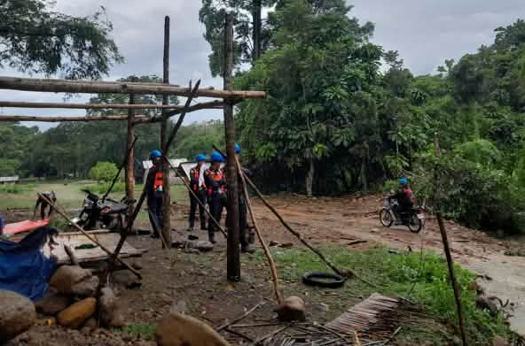 A barricade established to stop the advance of nickel mining after having been dismantled