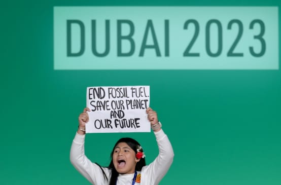 Protest during COP 28: End fossil fuel. Save our planet and our future