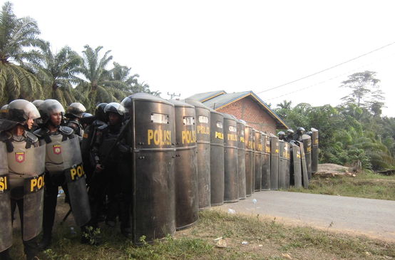 Indonesia: police securing oil palm plantation
