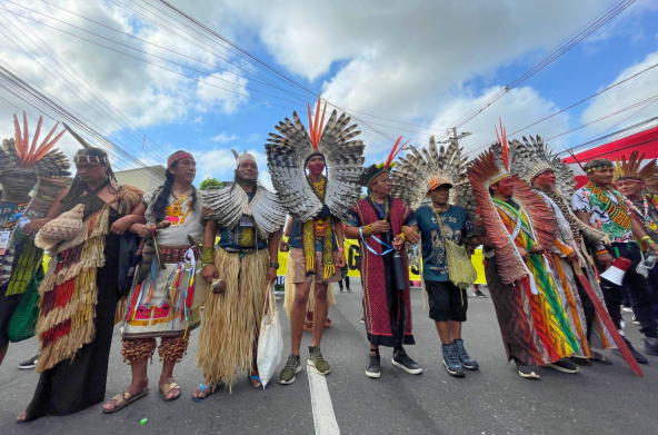 Indigenous people from Brazil protest on the streets
