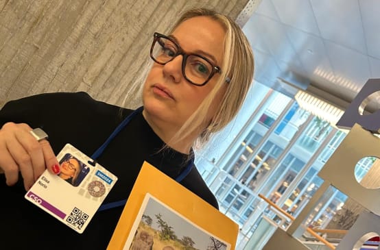 Rainforest Rescue activist Elisa Norio at the World Bank