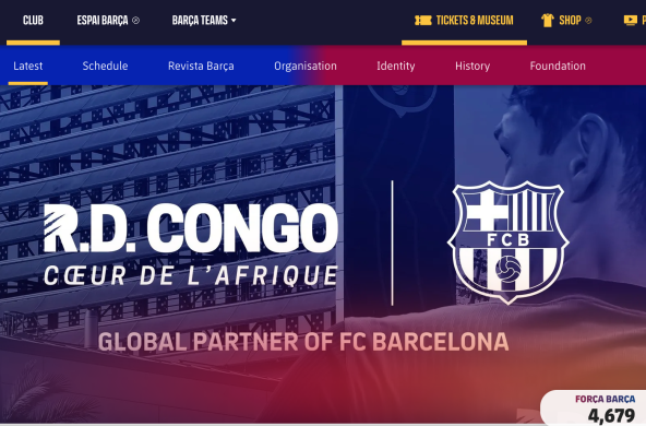 Screenshot of FC Barcelona website