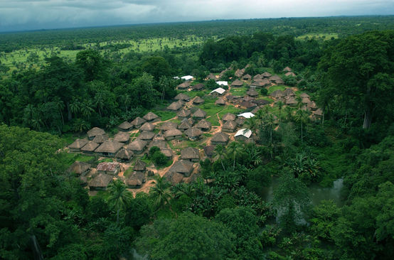 Aerial photo of a village in Sierra Leone