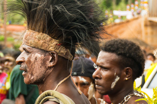 Two men of the Mahuze indigenous people in Papua