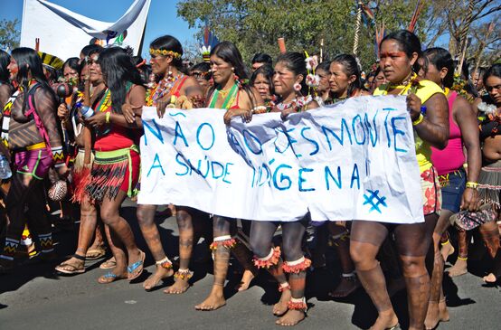 Protesting indigenous women in Brazil