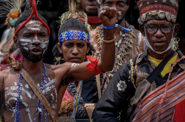 Indigenous people protesting