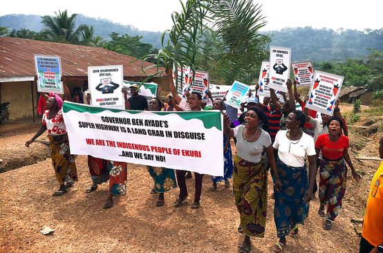 Ekuri people protesting the "superhighway" project