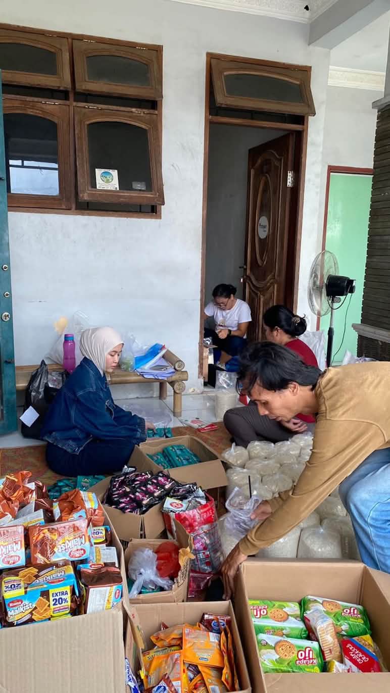 Boxes of relief supplies in the office