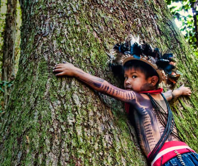 An indigenous Paiter Surui boy, Brazil