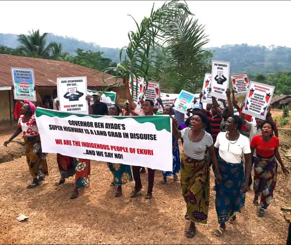 Ekuri people protesting the "superhighway" project