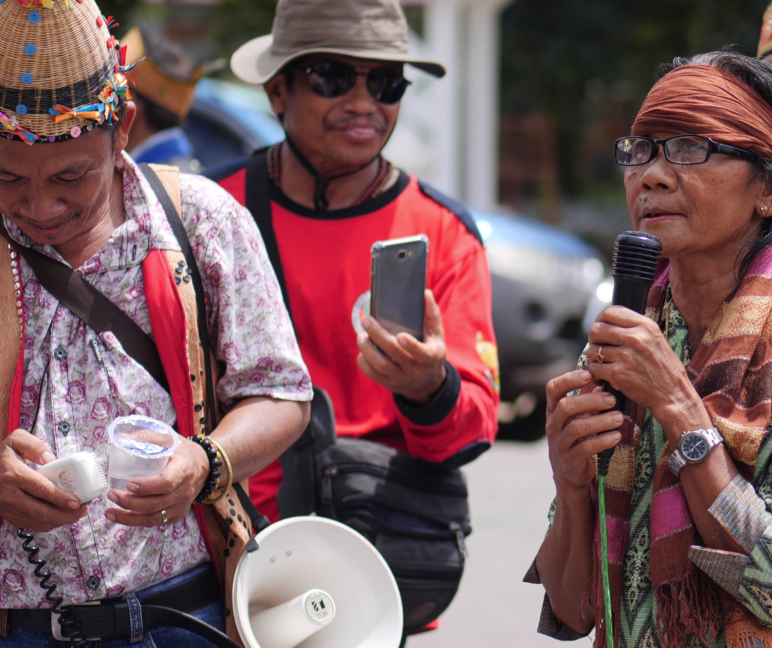 Indigenous Dayak people protesting