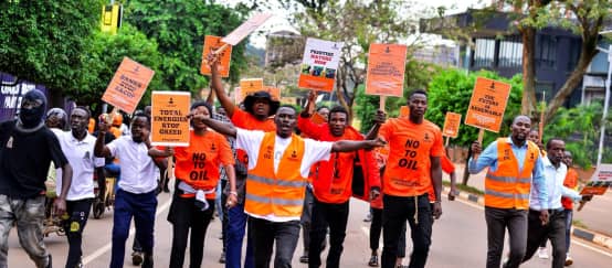 Ugandan students protesting against the EACOP pipeline