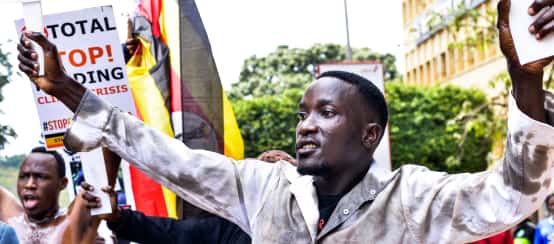 Students protesting the EACOP pipeline risk their freedom (© Bruce Nahabwe) Protest against EACOP pipeline in Kampala