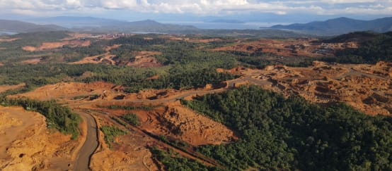 Vale Indonesia company nickel mining activities (© WALHI Sulsel) Aerial view of PT Vale Indonesia nickel mine