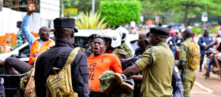 Arrest of students during protest against EACOP