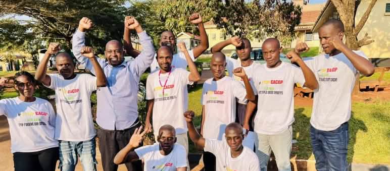 Environmentalist Bob Baribye (3rd from left) with activists, Uganda