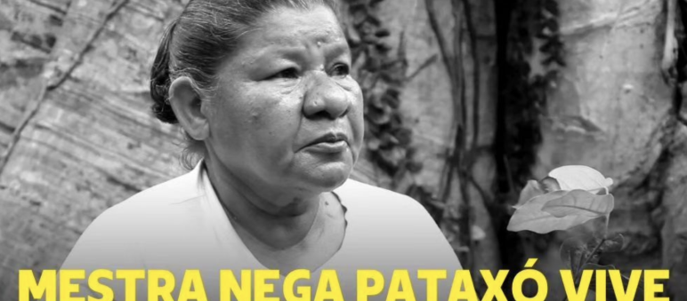 Memorial poster for the slain Pataxó leader Maria de Fátima Muniz Pataxó (“Nega”) with inscription