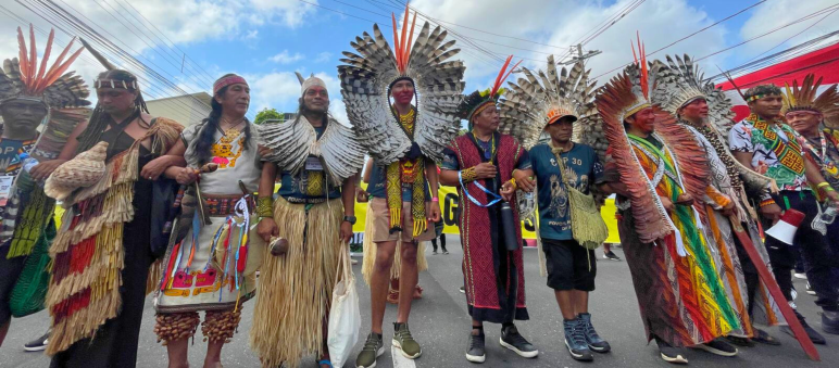 Indigenous people from Brazil protest on the streets