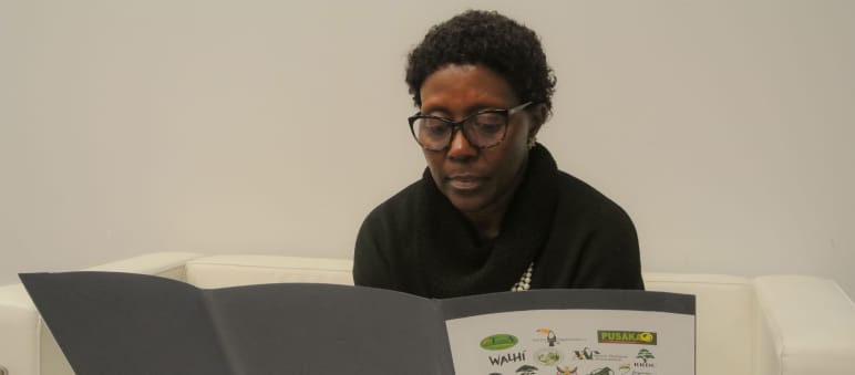 The Executive Secretary of the Convention on Biological Diversity, Elizabeth Maruma Mrema Elizabeth Maruma Mrema reading indigenous rights petition