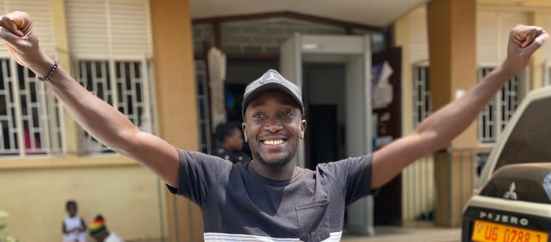 Students celebrate the dismissal of charges against them