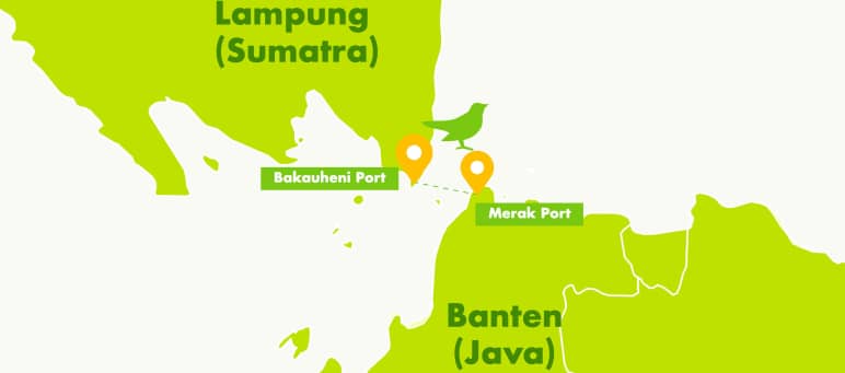 Map detail of Lampung province in Sumatra and Banten province in Java