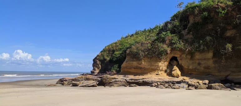 Beach and rocky coast on Cajual Island