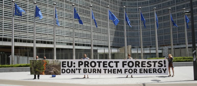 Activists outside the European Commission, Brussels