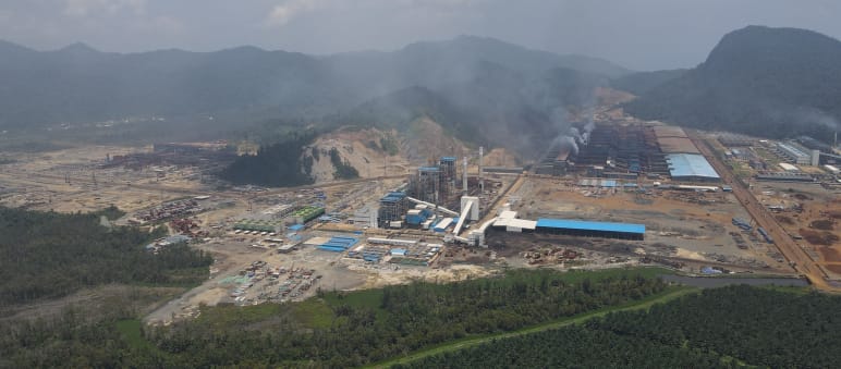 Aerial view of Indonesia Morowali Industrial Park (IMIP), Central Sulawesi, Indonesia