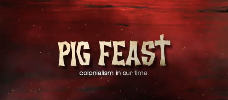 "Pig Feast" logo on a red background
