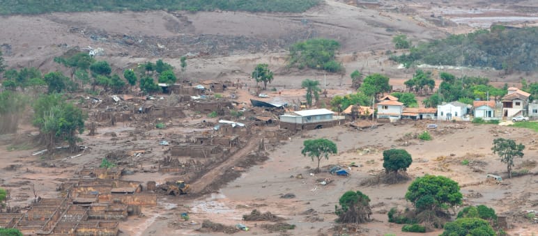 Region destroyed by the collapse of a dam in Mariana, Minas Gerais, Brazil