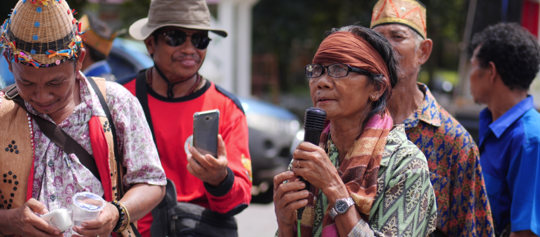 Indigenous Dayak people protesting