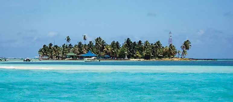 White coral reef in colombian sea Archipelago in the sea