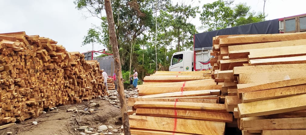 Stacked balsa timber