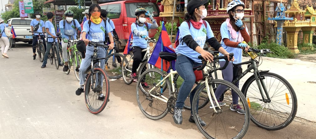 Eight young activists set off on their bicycles