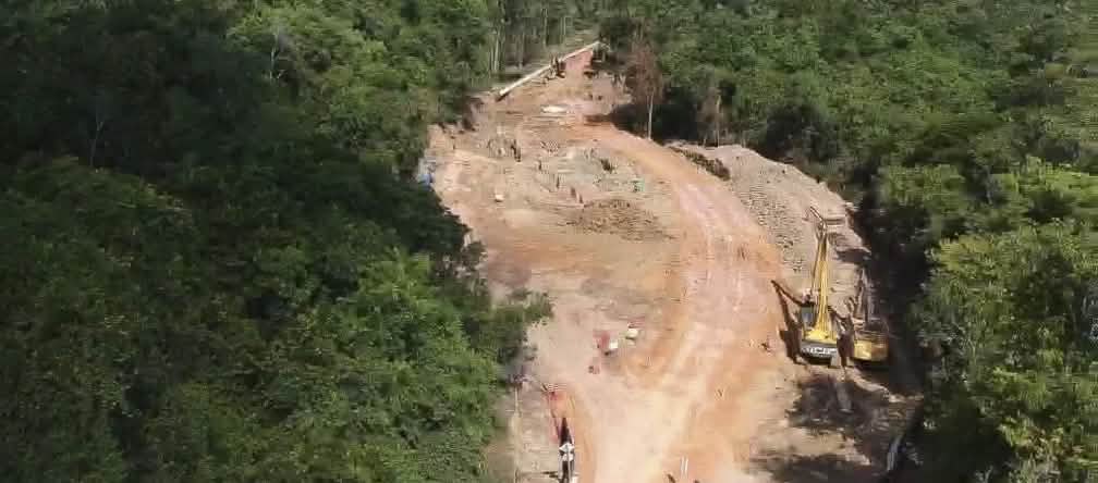 Aerial view of the deforestation caused to build a mineroduct in the rainforest in the Amazonian state of Pará, in Brasil