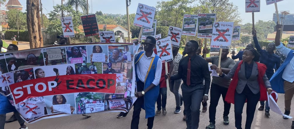 Students in Uganda protesting against the EACOP pipeline Ugandan students protesting against EACOP pipeline
