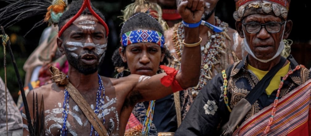 Indigenous people protesting