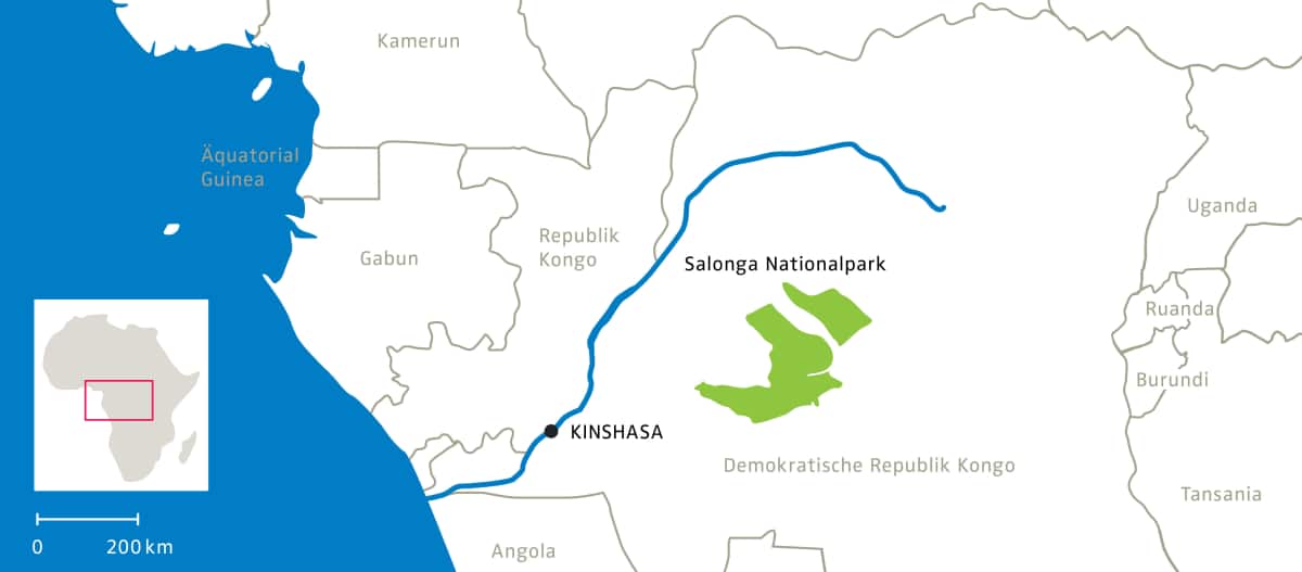 Map of Salonga National Park, DRC