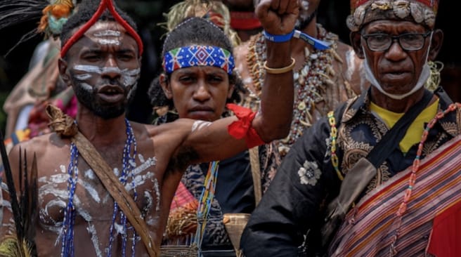 Indigenous people protesting