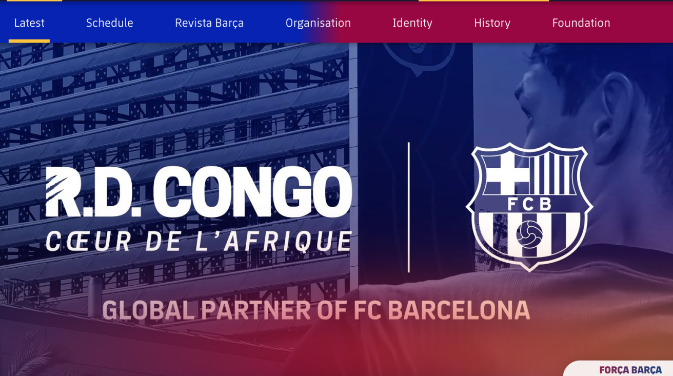 Screenshot of FC Barcelona website