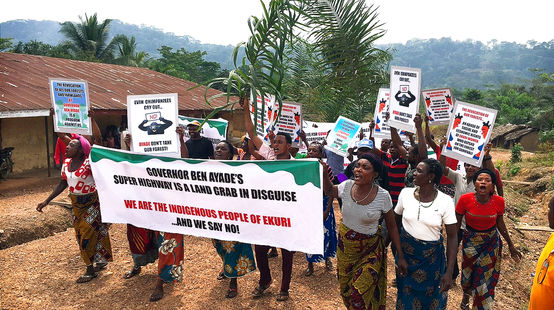 Ekuri people protesting the "superhighway" project