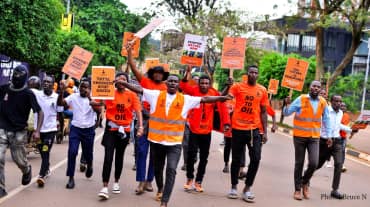 Ugandan students protesting against the EACOP pipeline