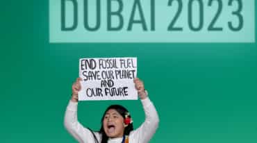 Protest during COP 28: End fossil fuel. Save our planet and our future