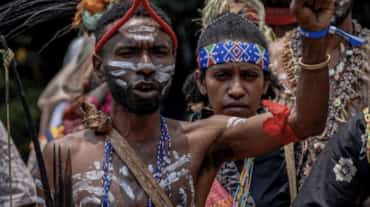 Indigenous people protesting