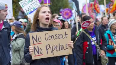 Protest opposing the construction of a pipeline in Canada