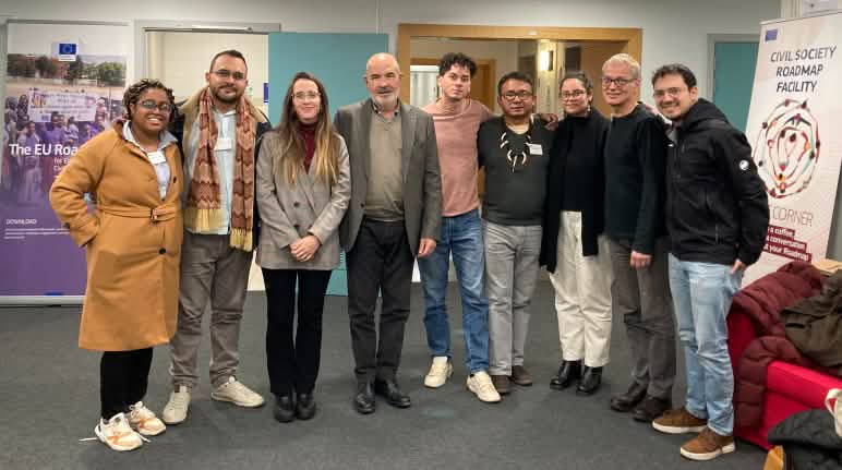 Group photo from our meeting with the European Commission/Global Gateway in Brussels on Nov. 21, 2024: 3rd and 4th persons from left are EU officials Julia Fernandez-Puertas and Paolo Toselli Group photo of nine people in an office of the European Commission