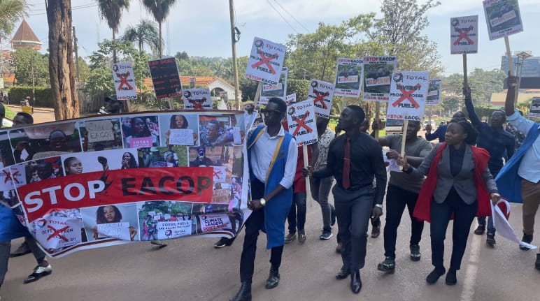 Ugandan students protesting against EACOP pipeline