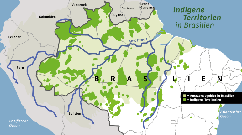 The Brazilian Amazon with highlighted indigenous territories